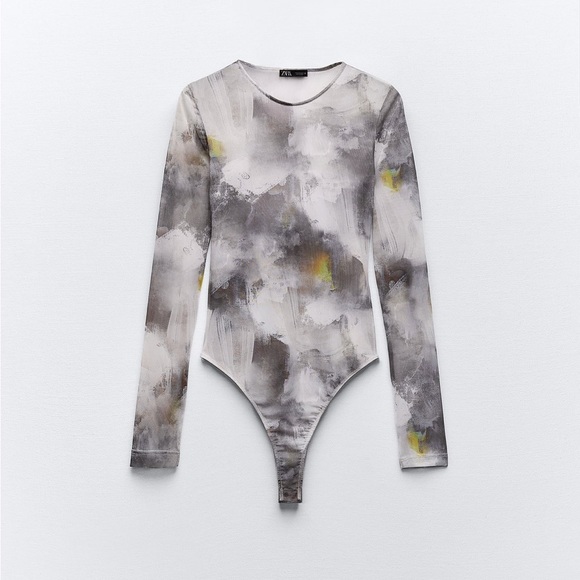 Zara printed tulle bodysuit - Picture 1 of 1